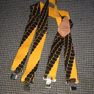 Yellow and Black Patterned Men's Suspenders by